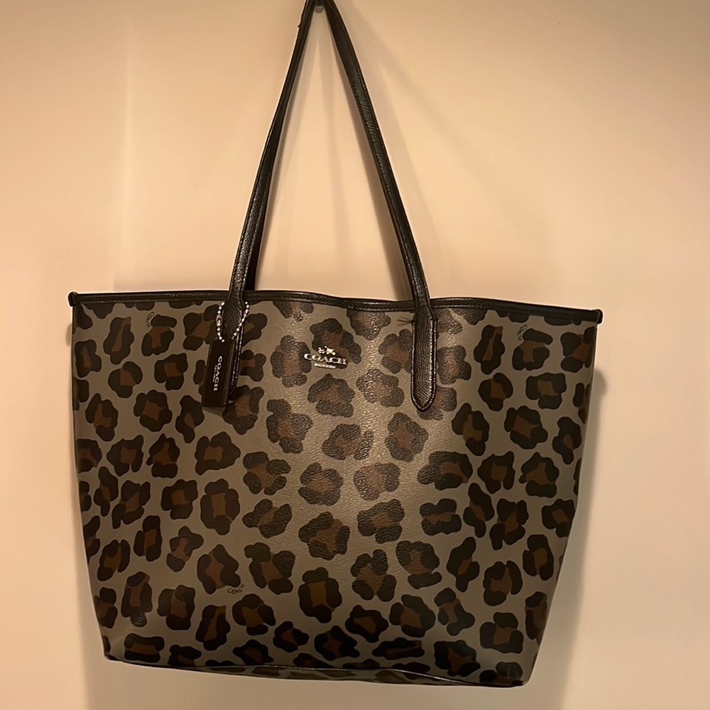 Coach City Tote with Leopard Print